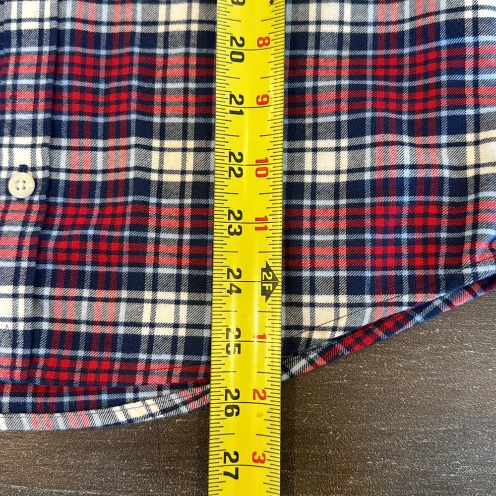 Vineyard Vines Boys Flannel Shirt Whale Button Down M 12/14  Blue Red White NWT